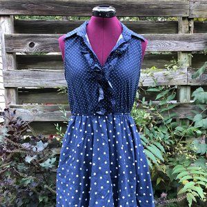 Rue21 Sleeveless Blue Polka Dot Fit & Flare Dress